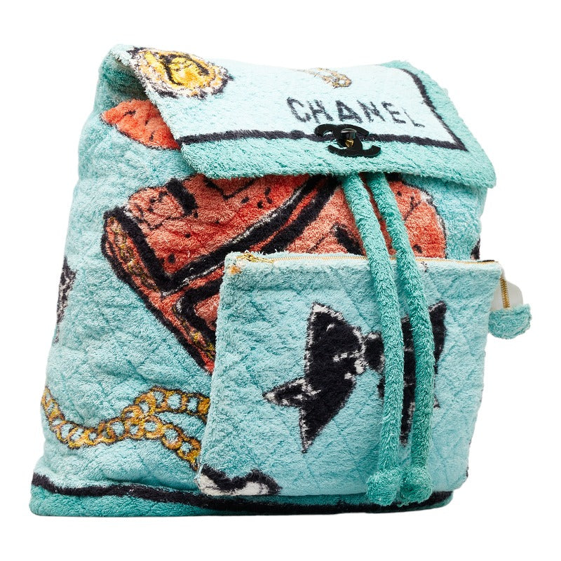 Chanel Pillage Rucksack Backpack Green Multicolor Cotton Lady Chanel
