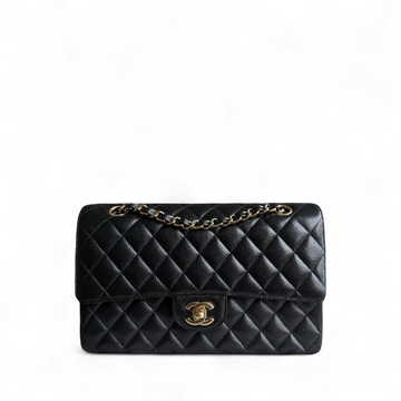 Chanel Classic Flap Medium - Togo/epsom/caviar/clemence/callfskin/cowhide/lambskin 25CM Quilted Grained CalBNkin Black Gold Hardware Series 24