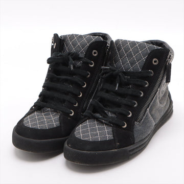 Chanel Coco sweat x canvas high-cut sneaker 39 ladies black x white G30617 mattress double jeep stick  happy no market shop