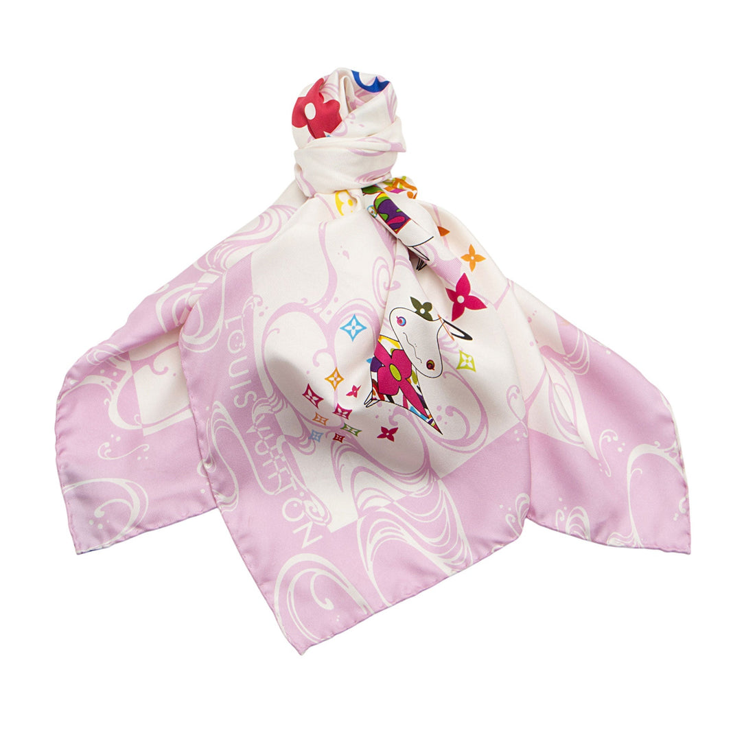 Louis Vuitton Limited Edition Takashi Murakami Panda Wave Silk Scarf