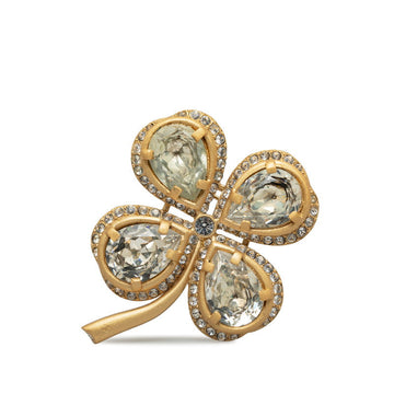 Top Quality Chanel  Brooch Clover Rhinestone Gold Plating