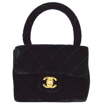 Chanel 1994-1996 Black Velvet Classic Flap Micro Handbag