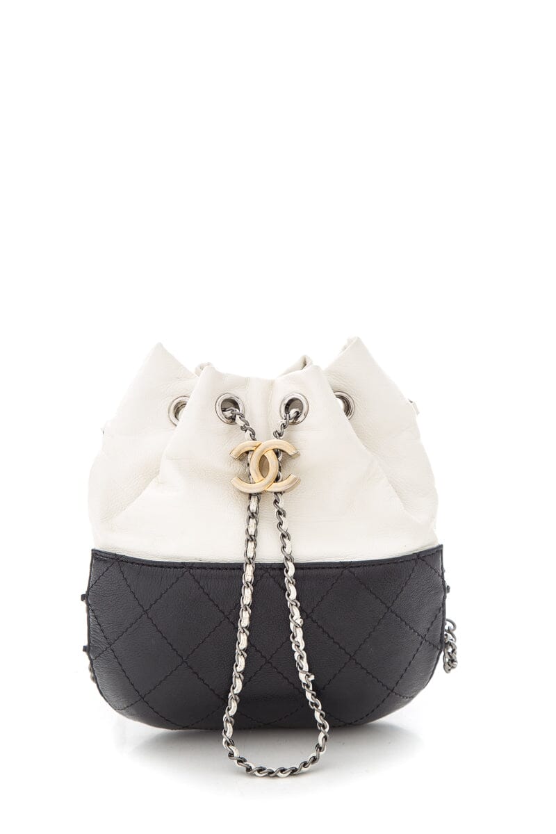Top Quality Chanel Black & Cream Gabrielle Small Drawstring Handbag