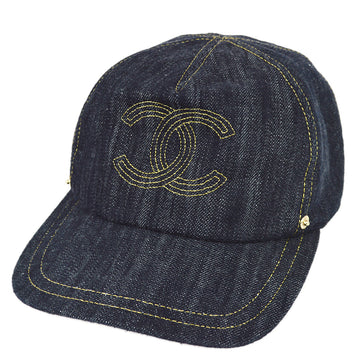 Chanel Indigo Denim Cap Hat Small New #M