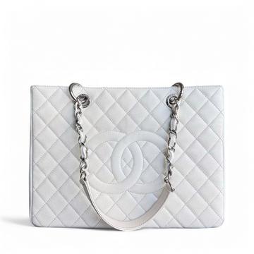 Chanel GST Grand Shopping Tote - Togo/epsom/caviar/clemence/callfskin/cowhide/lambskin Quilted White Silver Hardware Series 18