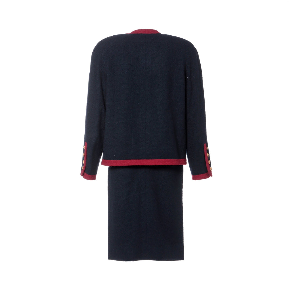 Chanel Coconut Button  Wool Setup 34  Navy x Red 20370 Wicker G Button