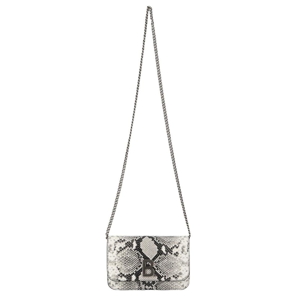 Balenciaga B Python Print CalBNkin Leather Wallet on Chain Bag 593615