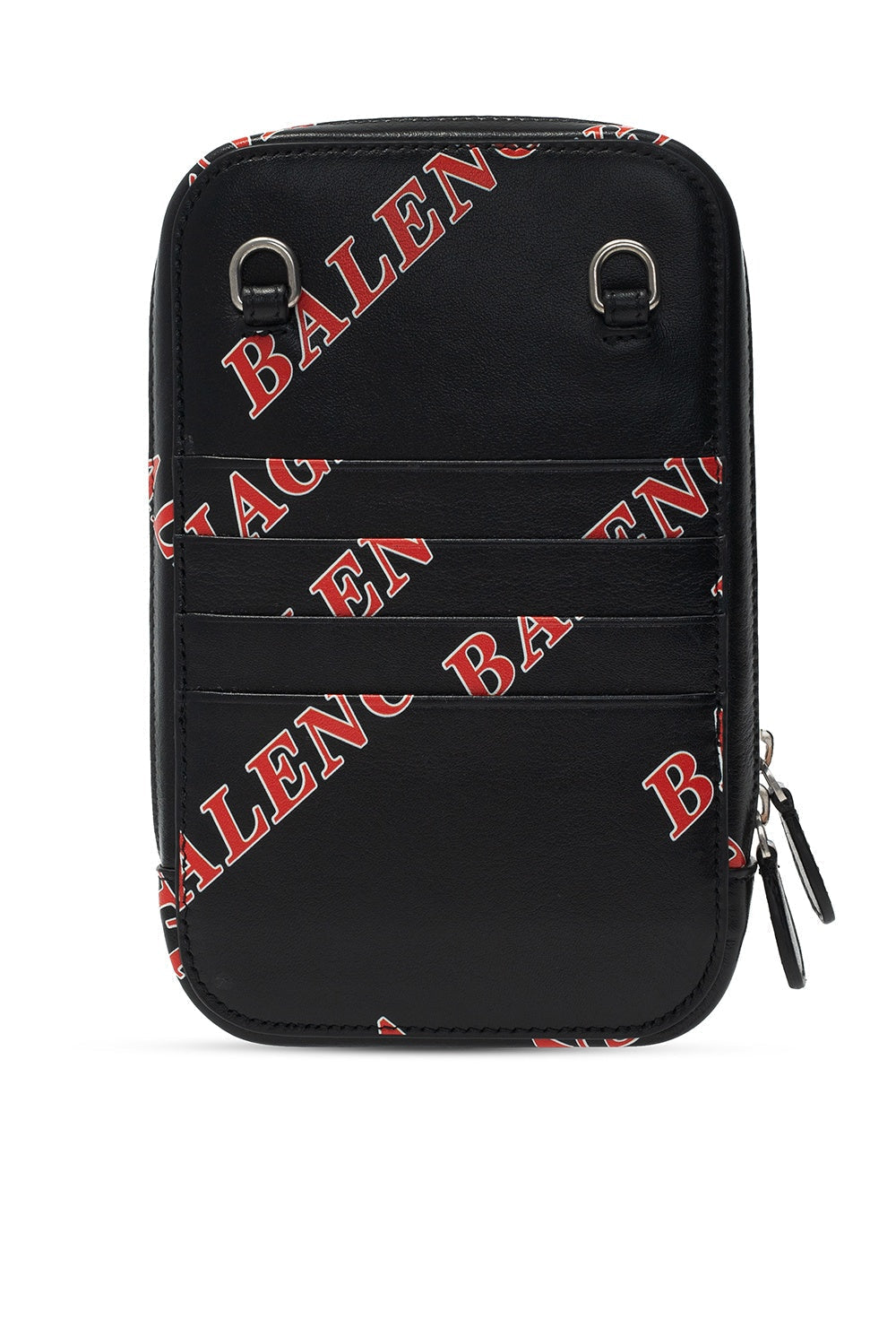 Balenciaga Black CalBNkin Leather Sport Print Phone Holder Bag 618189