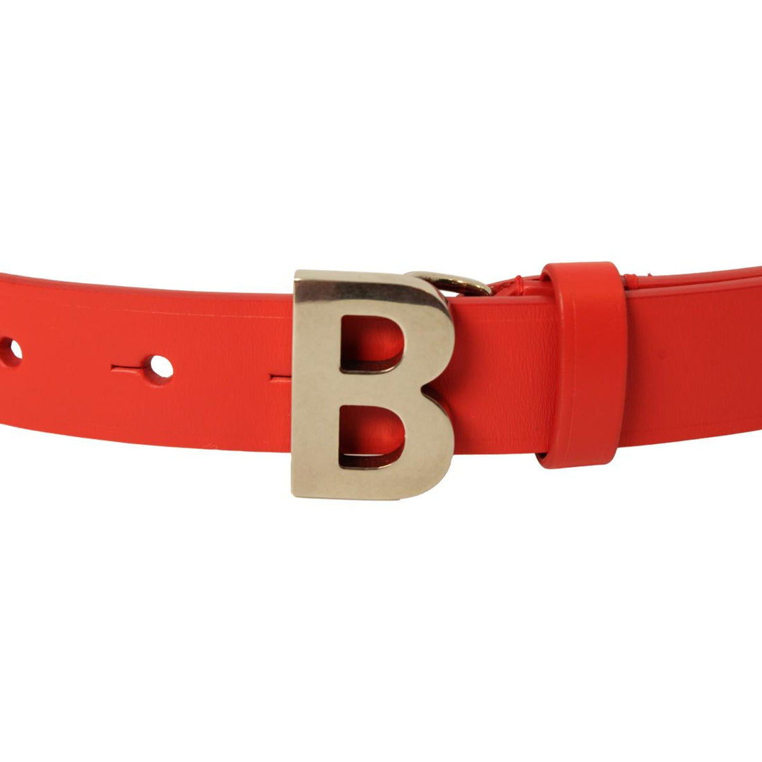 Balenciaga Bright Red CalBNkin Leather B Logo Belt Size 70 593904