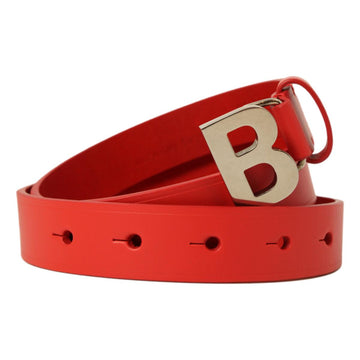 Balenciaga Bright Red CalBNkin Leather B Logo Belt Size 70 593904