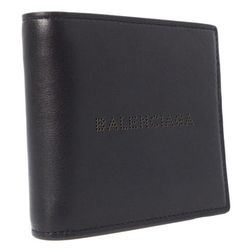 Balenciaga Cash Black CalBNkin Leather Perforated Bifold Wallet 436118