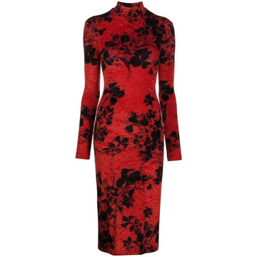 Floral-Print Turtleneck Dress