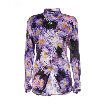 Floral Printed Crinkled Effect Silk Shirt