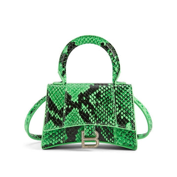 Mini Hourglass Leather Bag In Python Print