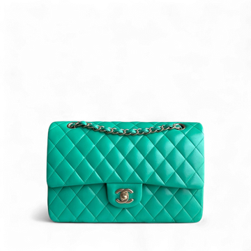 Chanel Classic Flap Medium - 25CM Quilted Lambskin Green Gold Hardware Series 18