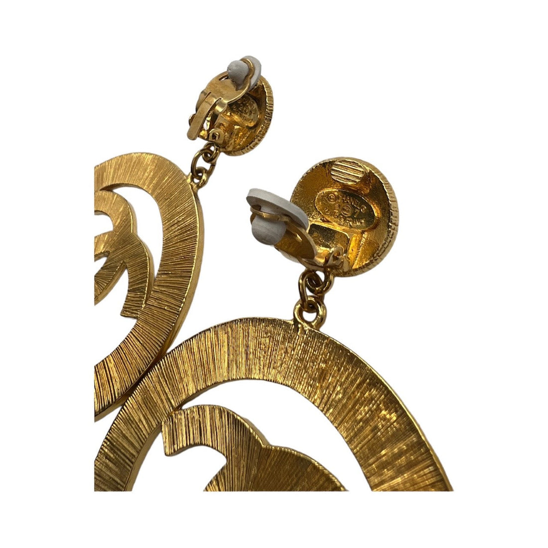 Chanel  Textured CC Drop Earrings