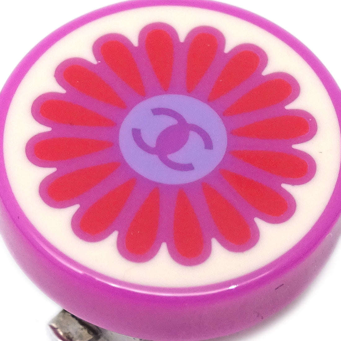 Chanel Button Earrings Clip-On Pink 04P