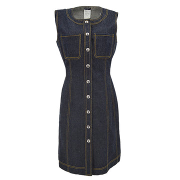Chanel Sleeveless Denim Dress Indigo E97 #42