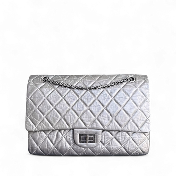 Chanel 2.55 Reissue 227 Large - Quilted Aged CalBNkin Silver Ruthenium Silver Hardware Series 14