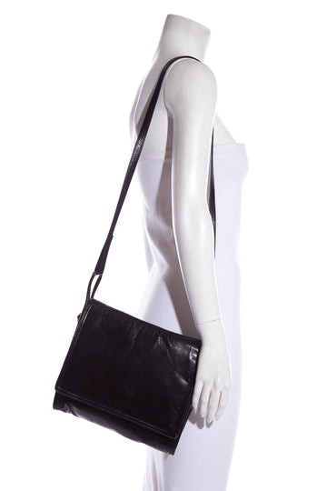 Bottega Veneta  Black Leather Flap Handbag