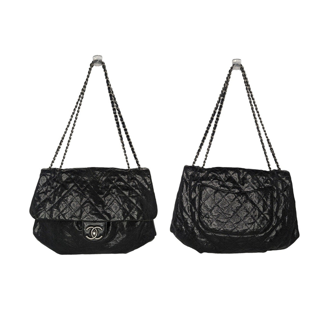 Chanel Elastic CC Flap Bag Glazed Caviar Hobo Shoulder Bag