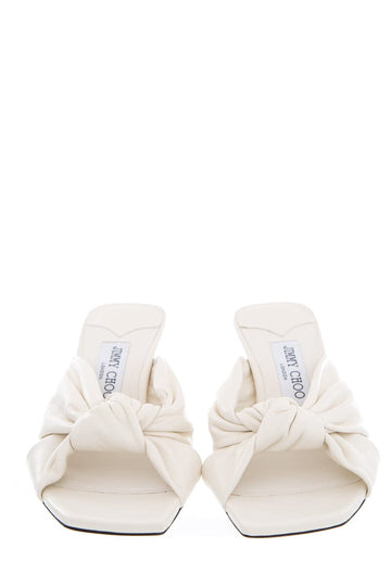 Jimmy Choo Ivory Leather Twist Knot Open Toe Sandals SZ 37