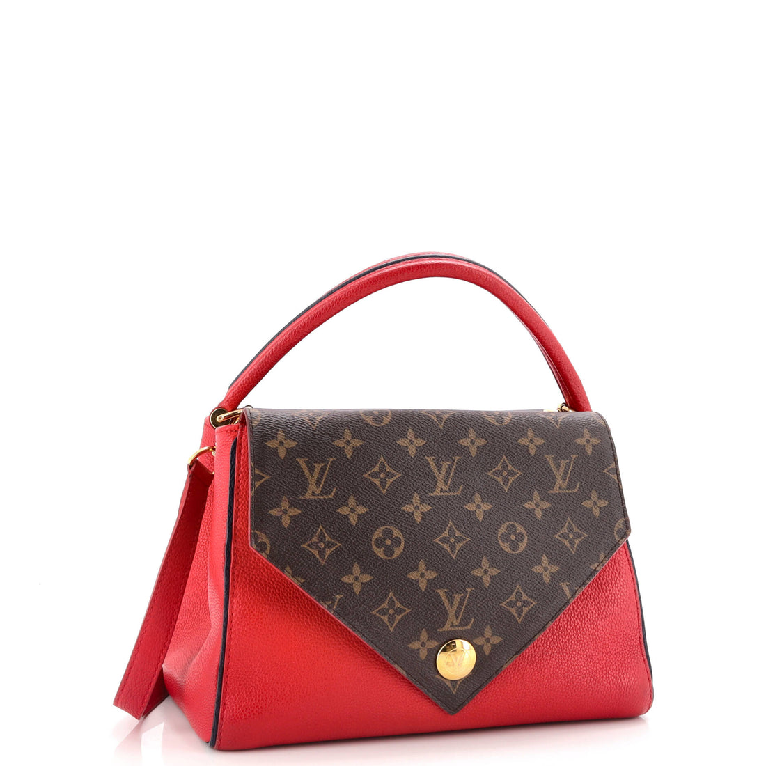 Double V Handbag Calfskin with Monogram Canvas