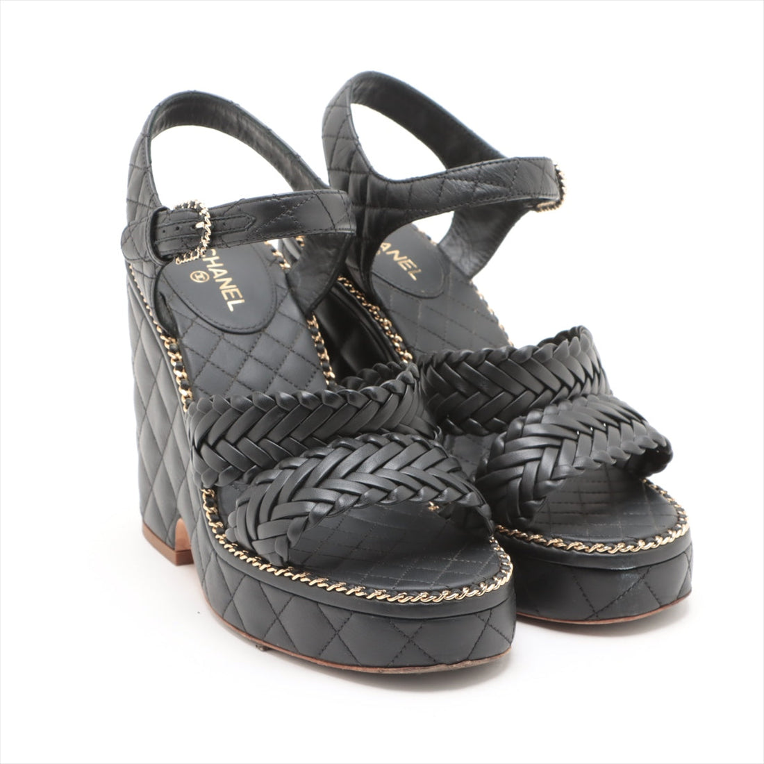 Chanel Coco Matrasse Leather Sandal 37  Black G30758