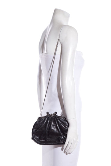 Judith Leiber  Black Snake & Crystal  Clutch