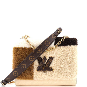 Twist Handbag Teddy Fleece with  Leather MM