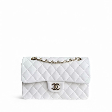 Chanel Classic Flap Small - Togo/epsom/caviar/clemence/callfskin/cowhide/lambskin 23CM Quilted White Gold Hardware Series 30
