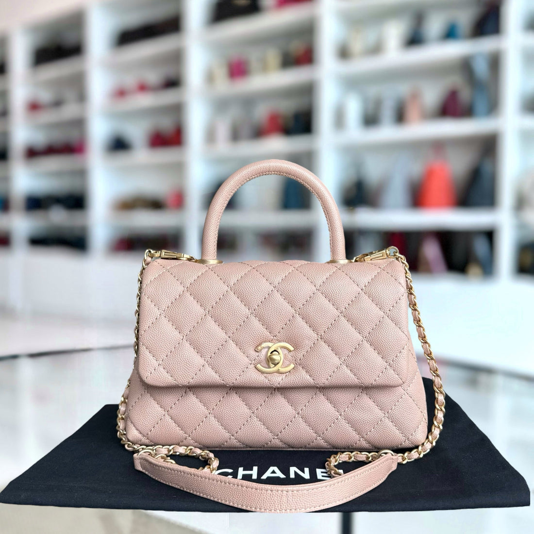 Chanel Coco Handle Small - Togo/epsom/caviar/clemence/callfskin/cowhide/lambskin Quilted Nude Light Beige Gold Hardware Series 25