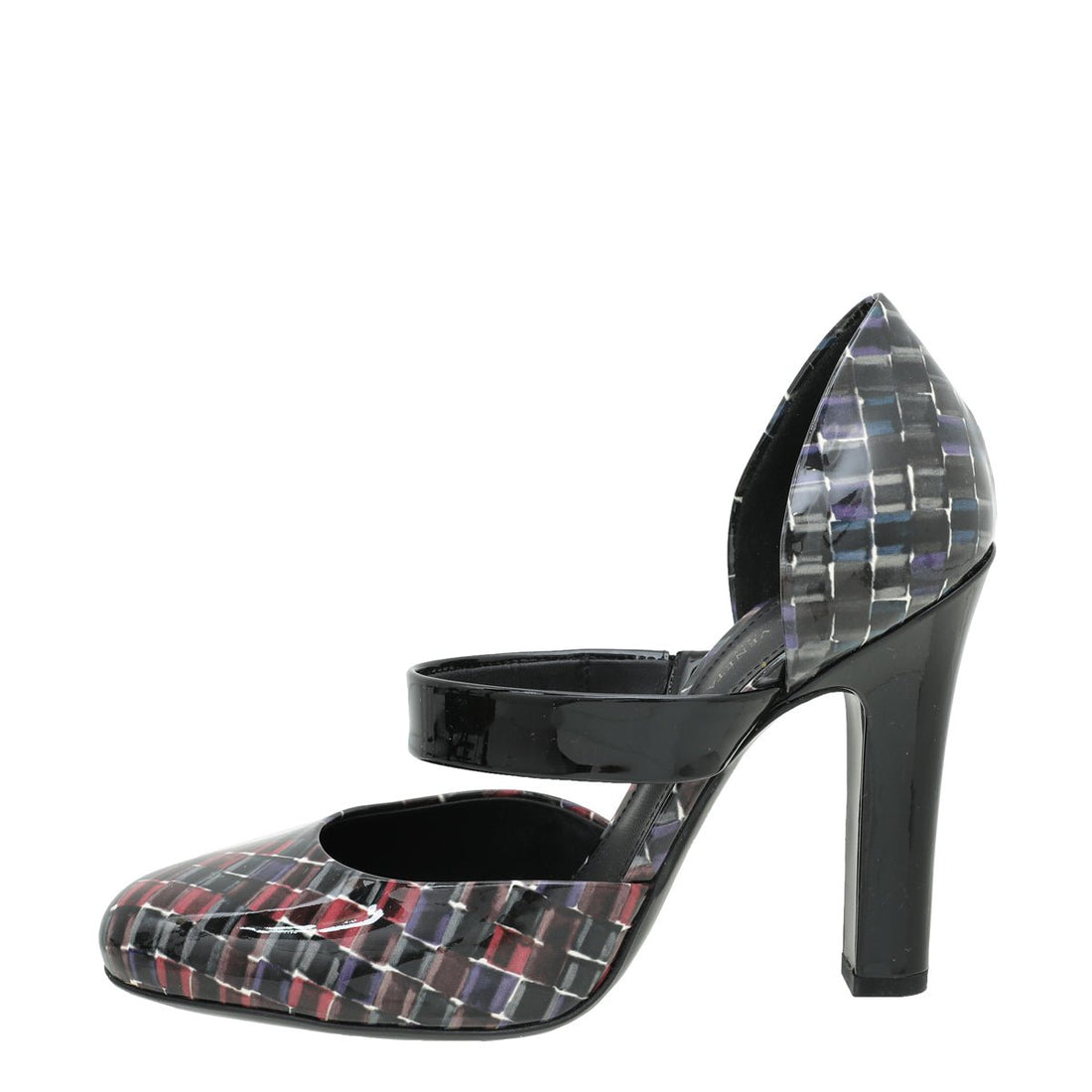 Bottega Veneta Black Multicolor Woven Print Strap D'orsay Pump 36