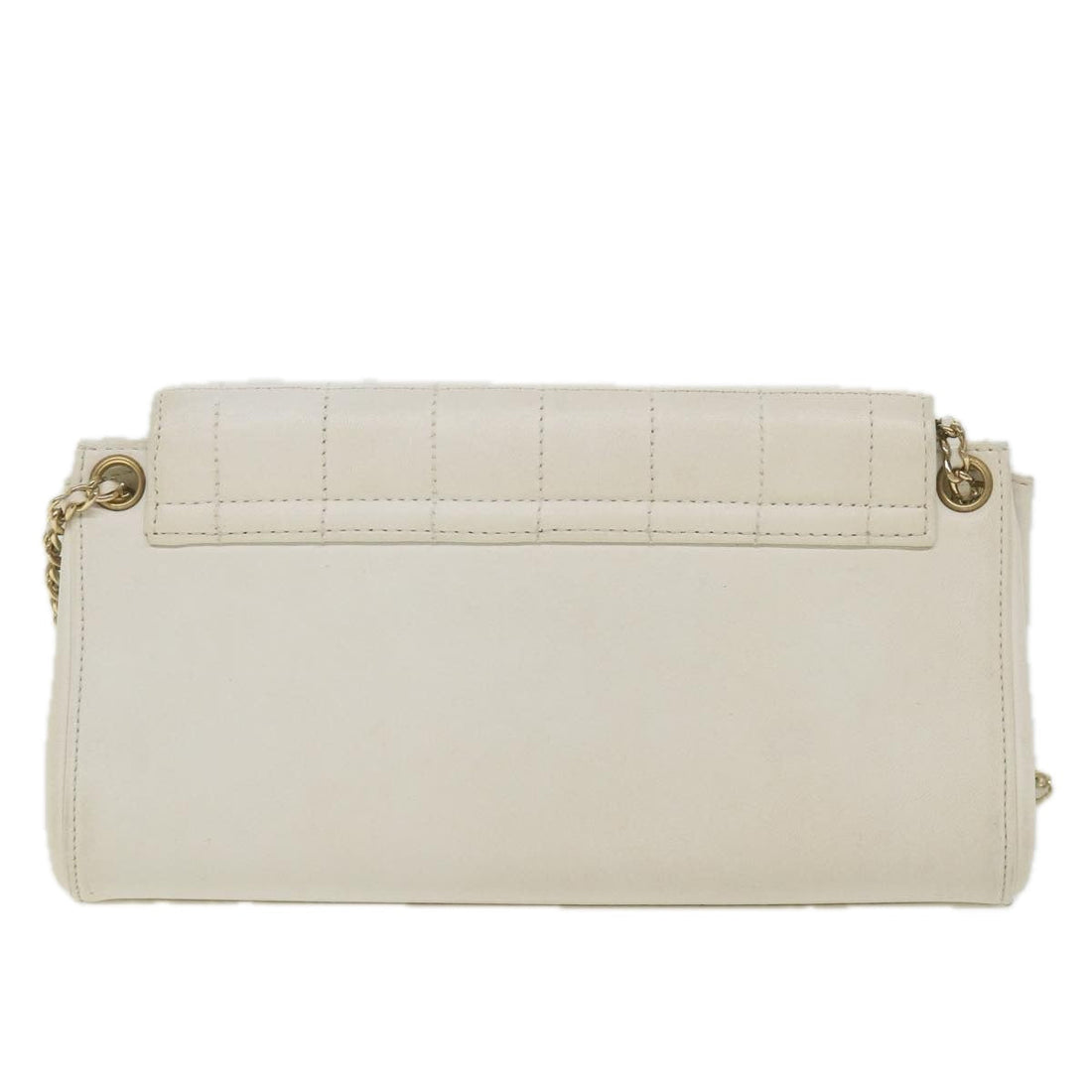 Top Quality Chanel Choco Bar line Chain Shoulder Bag Leather White CC Auth bs10047