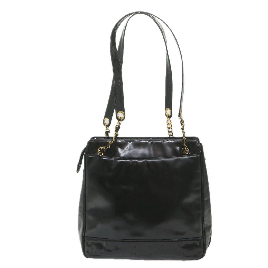 Top Quality Chanel Chain Shoulder Bag Patent leather Black CC Auth bs10115