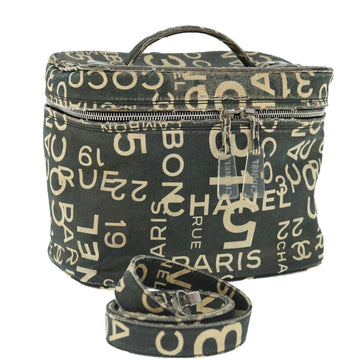 Chanel Bycy Vanity Cosmetic Pouch Canvas Black CC Auth bs