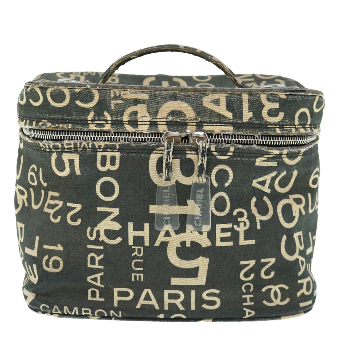 Top Quality Chanel Bycy Vanity Cosmetic Pouch Canvas Black CC Auth bs11565