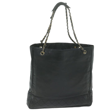 Chanel Chain Shoulder Bag Leather Black CC Auth bs