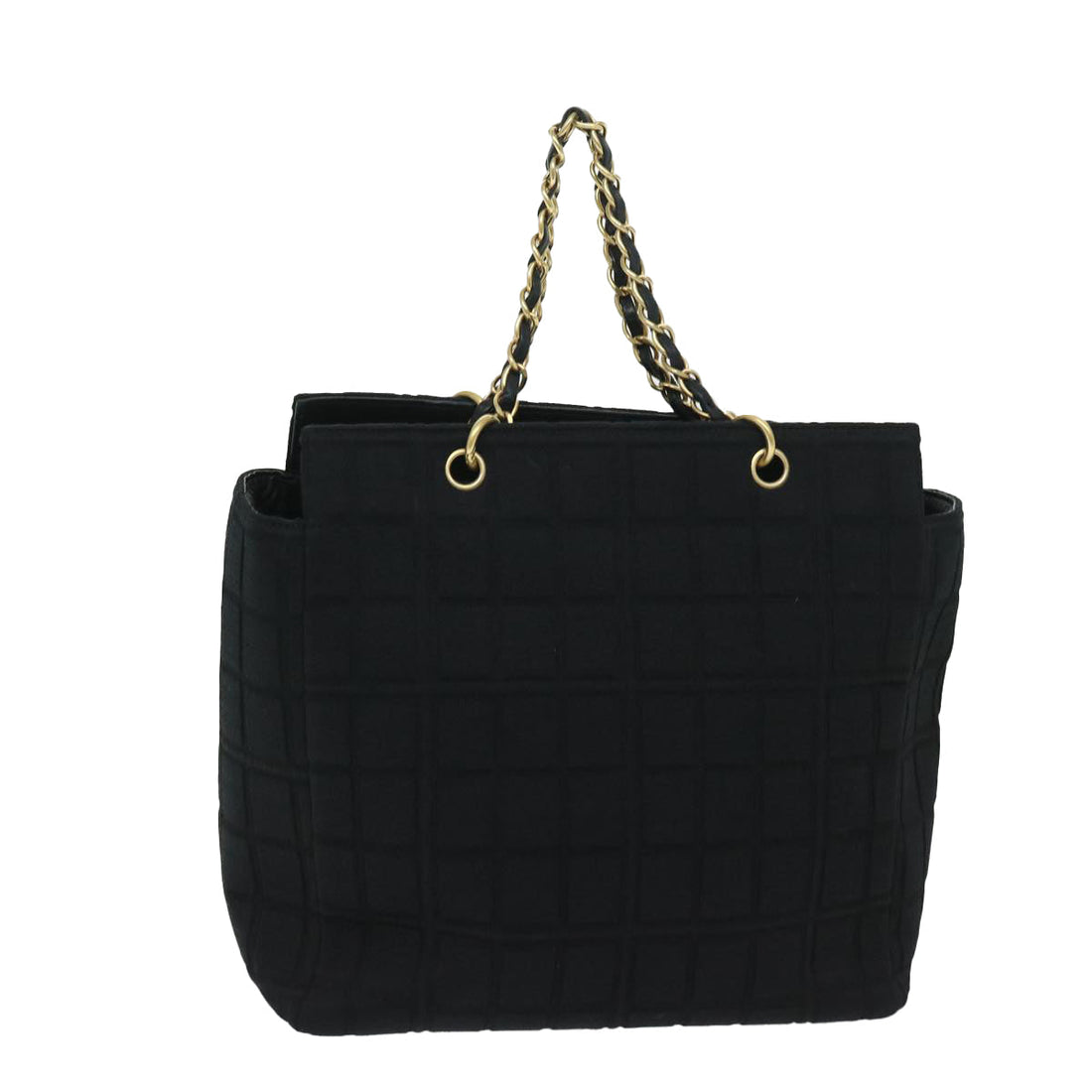 Top Quality Chanel Choco Bar Chain Hand Bag Cotton Black CC Auth bs12465