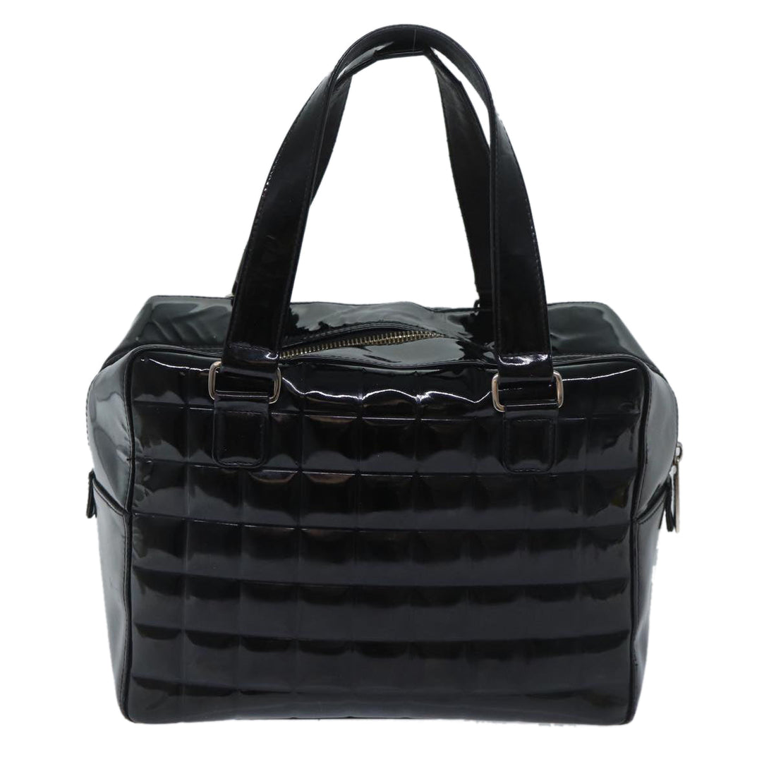 Top Quality Chanel COCO Mark Choco Bar Hand Bag Patent leather Black CC Auth bs13238