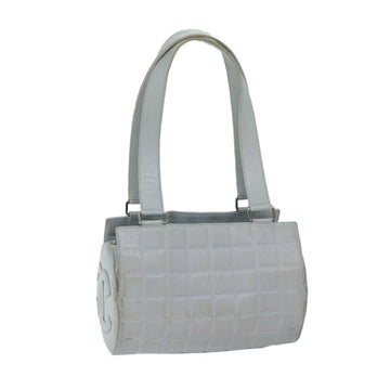 Chanel COCO Mark Choco Bar Shoulder Bag Lamb Skin Blue CC Auth bs