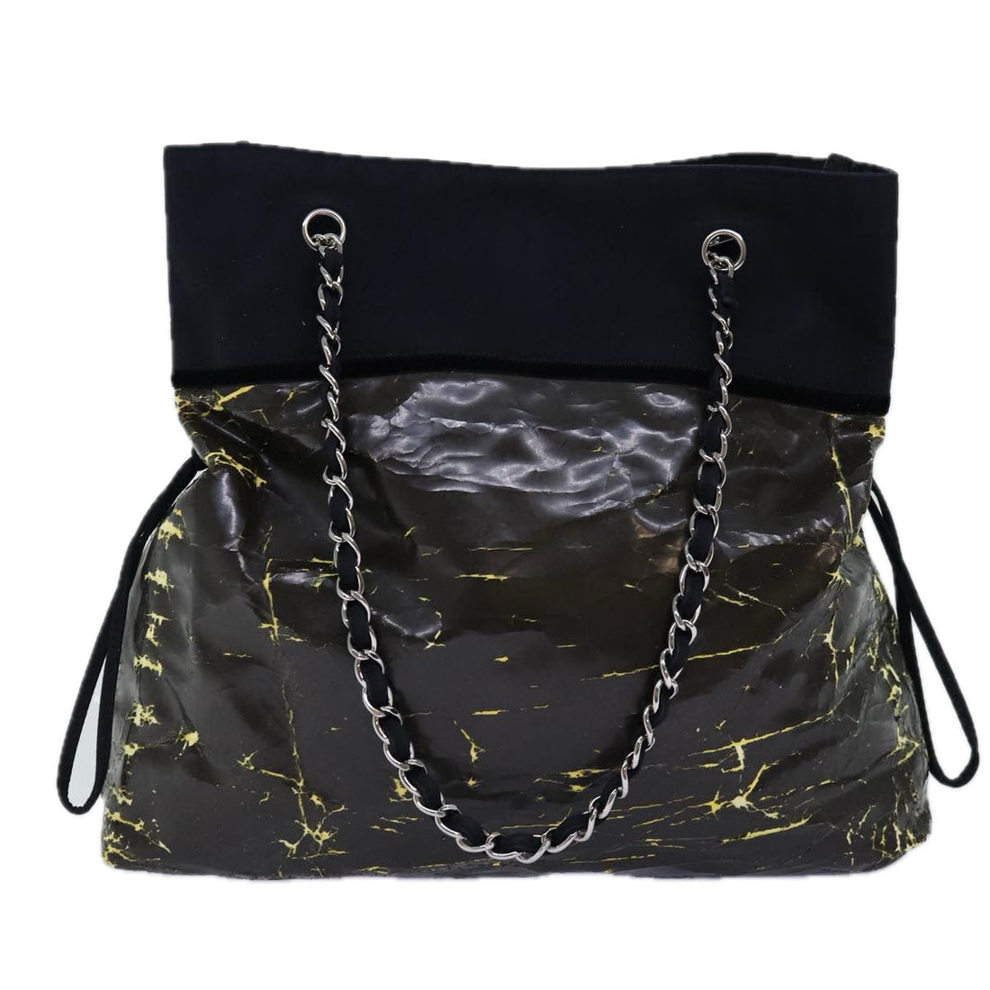 Chanel Chain Tote Bag Nylon Black CC Auth bs