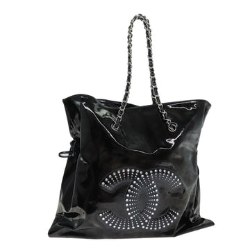 Top Quality Chanel COCO Mark Chain Shoulder Bag Patent leather Black CC Auth bs15342