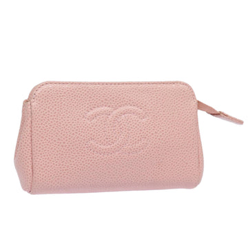 Chanel COCO Mark Coin Purse Caviar Skin Pink CC Auth bs