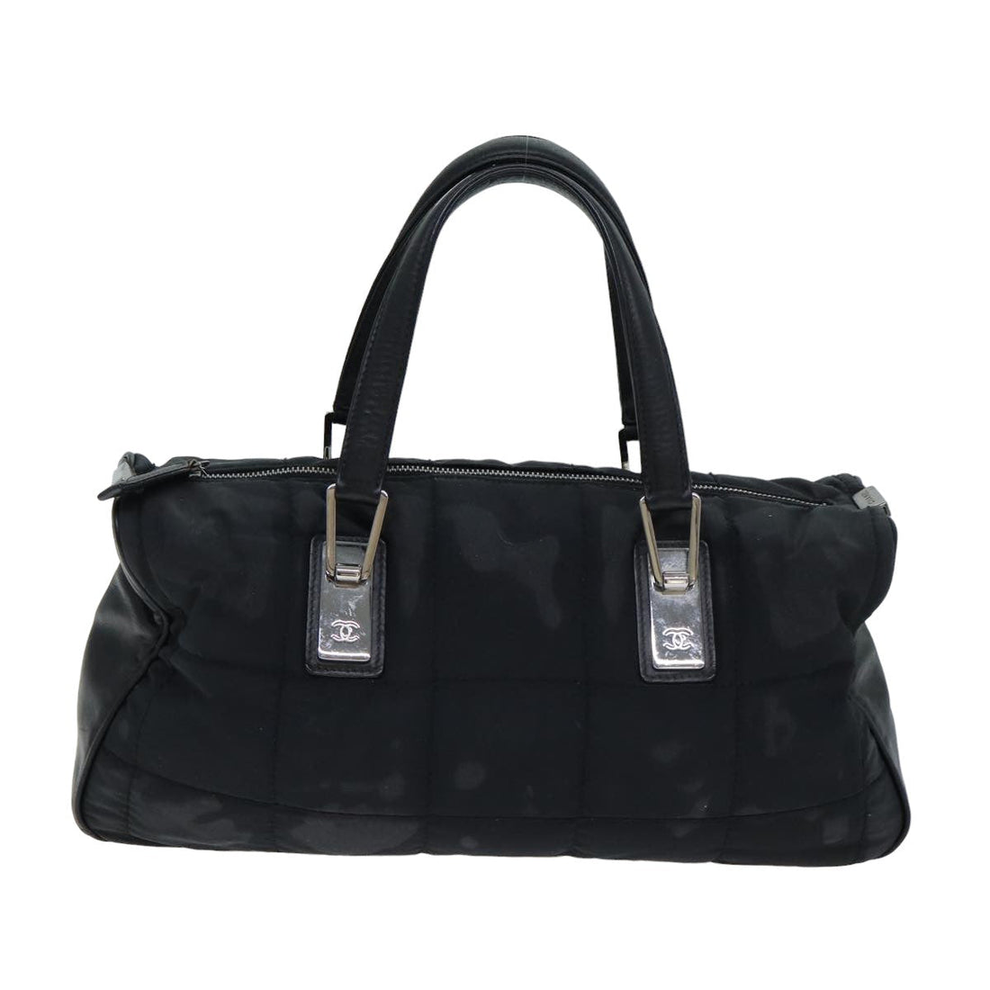 Chanel Choco Bar Hand Bag Nylon Black CC Auth bs