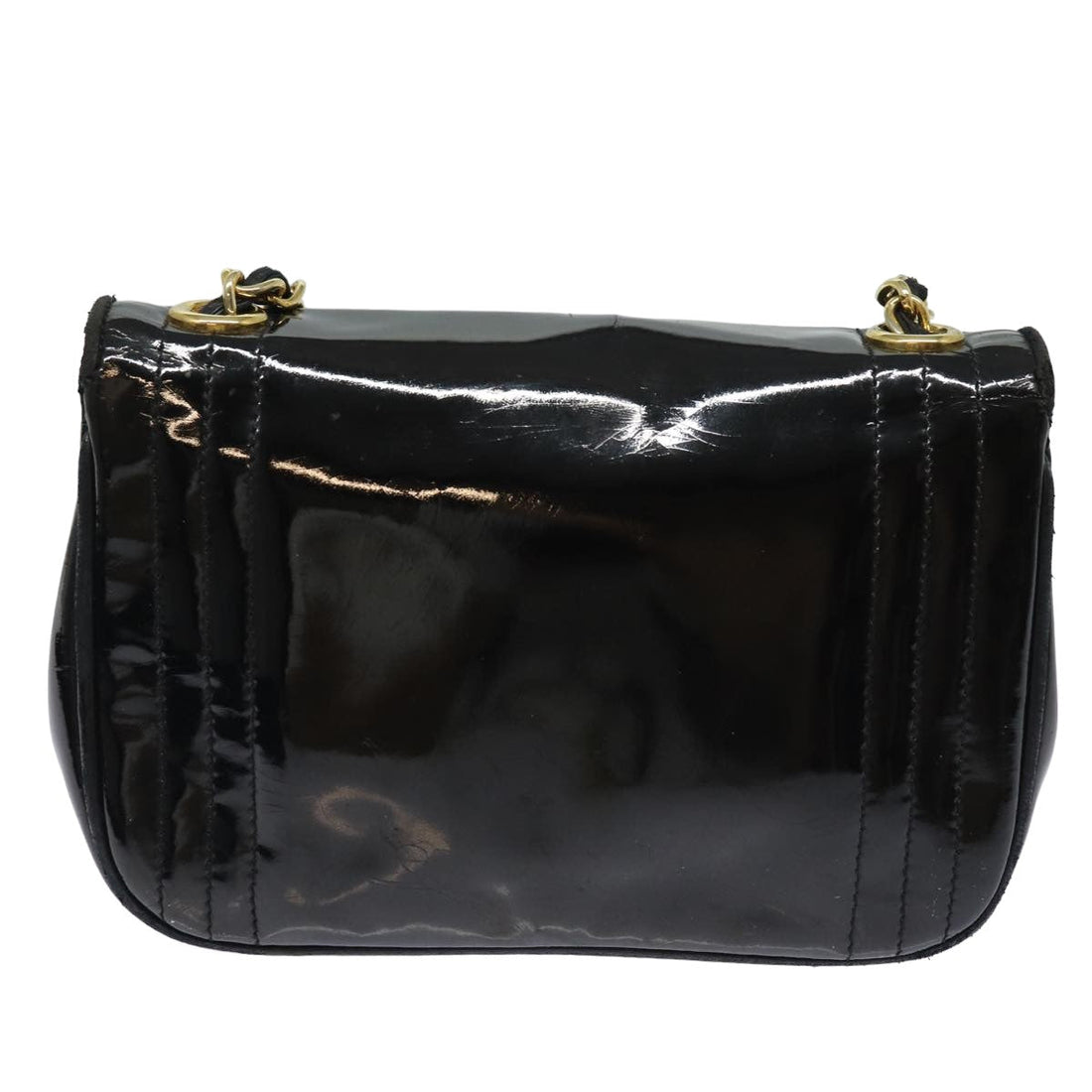 Top Quality Chanel COCO Mark Chain Shoulder Bag Enamel Black CC Auth bs15778