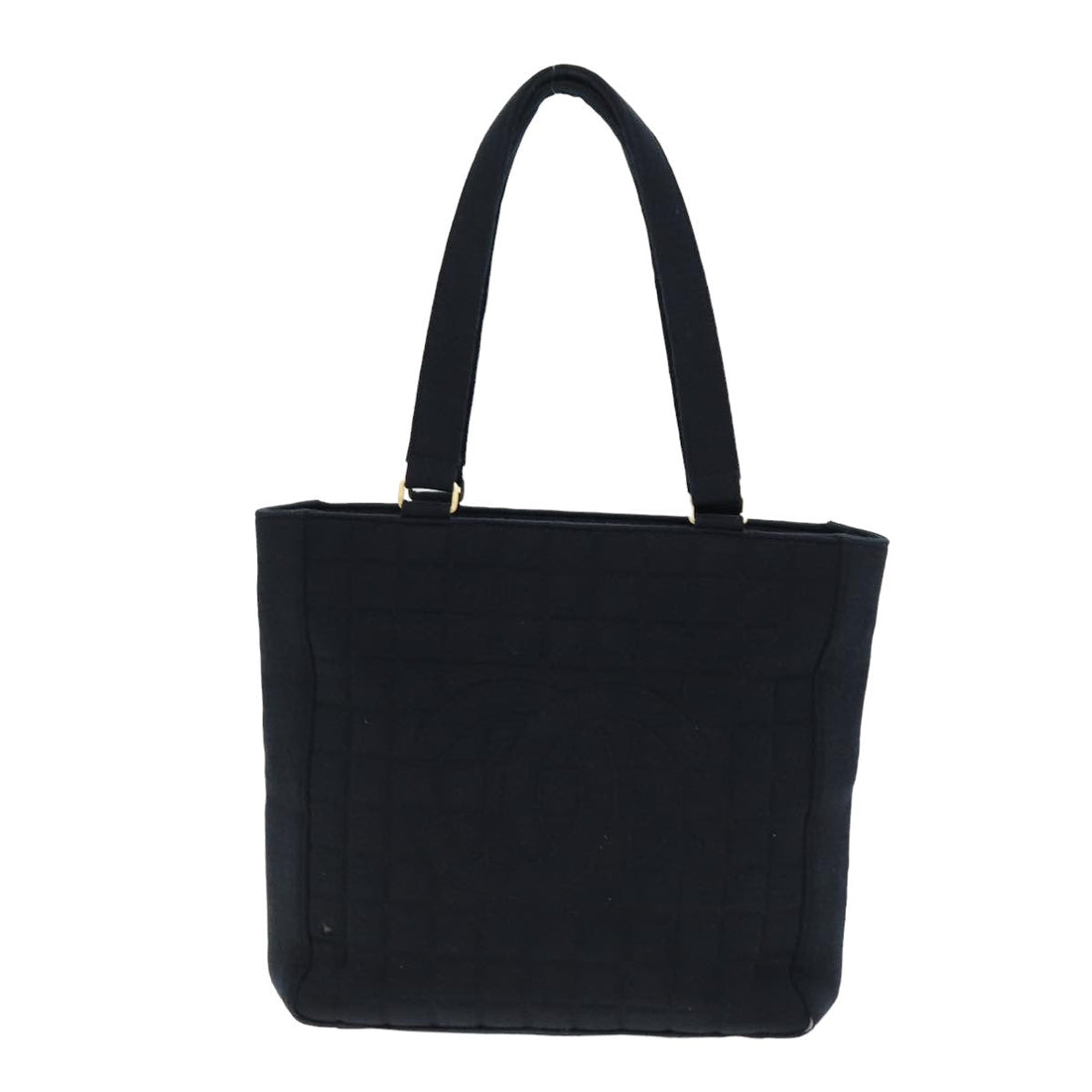 Chanel Choco Bar Tote Bag Cotton Black CC Auth bs