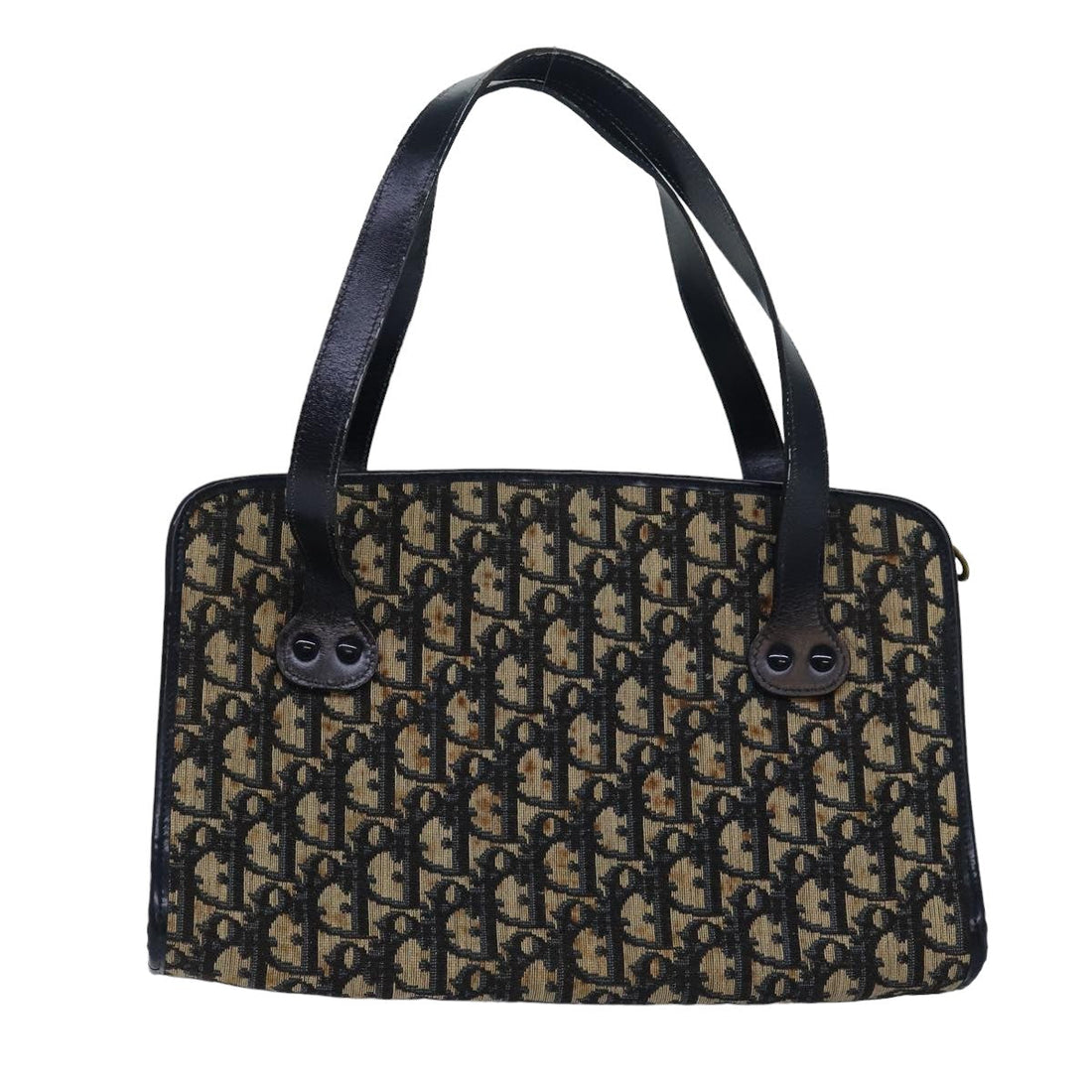 CHRISTIAN Pearl Street Bags Dior Trotter Canvas Hand Bag Canvas Navy Auth bs15874