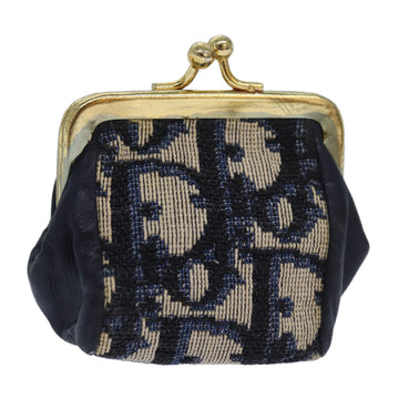 CHRISTIAN Pearl Street Bags Dior Trotter Canvas Gamaguchi Coin Purse Navy Auth bs15973