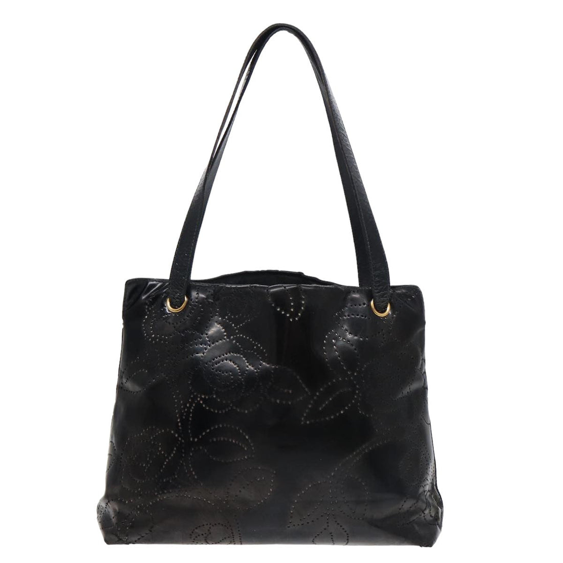 Top Quality Chanel Camelia Tote Bag Enamel Black CC Auth bs16043